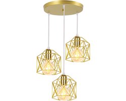 3-Lichts Industriële Hanglamp met Kooi Design - Vintage Zwarte Plafondlamp voor Eettafel en Keuken