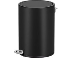 3 liter afvalbak badkamer - softclose deksel - uitneembare binnenbak - zwart