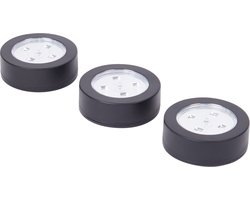3 Luxe Zwarte Zelfklevende LED Druklampen Set