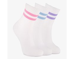 3 paar kinder sportsokken met strepen wit - Maat 27/30