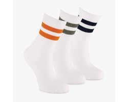 3 paar kinder sportsokken met strepen wit - Maat 31/34