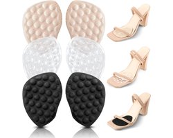 3 Paar Silicone Voorvoet Kussens, Herbruikbare Bal Kussens voor Voorvoet, Antislip en Wasbare Gel Kussens voor Hakken en Schoenen