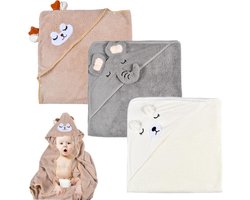 3-pack badhanddoeken met capuchon - Baby Handdoeken met capuchon - Baby Badhanddoeken - Badhanddoeken met capuchon - Schattige babyhanddoeken met capuchon - Unisex - 0-5 jaar - 80 x 80 cm