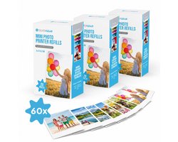 3 Pack Fotoprinter Navullingen 60 Fotovellen - voor Mini Mobiele Fotoprinter - Fotopapier van 54x80 mm - Pocket Printer Papier - Thermal Printer Smartphone - Refill Pack Fotoprinter - Foto’s Afdrukken Telefoon - Navulling Miniprinter - Silvergear