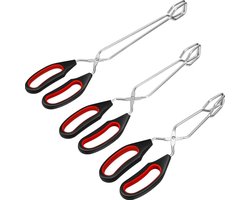 3-pack - Keukentangenset van roestvrij staal - Hittebestendige schaar van 9/11/12 inch - Siliconen handvat en grill-omdraaigereedschap - Universeel voor koken, bakken, brood en eten