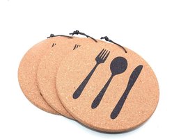 3-pack kurk onderzetters 7,4 inch - oppervlaktebeschermers voor meubels - vochtabsorberend en hittebestendig - servies patroon.