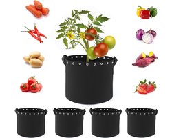 3-Pack Plant Groeizakken voor Groenten met Handvatten en Gaten - 11 Liter Plantencontainers - Verdikt Ademend Stof - Geschikt voor Tuinieren - Set van 5