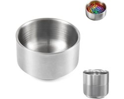 3-pack - RVS papercliphouder - Metalen opbergkom voor op het bureau - Voor het organiseren van kantoorbenodigdheden - Paperclips, losse blaadjes, kleine onderdelen - Voor thuis en op kantoor (zilver)