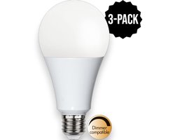 3-Pack | Standaard bol - E27 - 18W - Koel Wit - 4000K - Dimbaar - Opaal