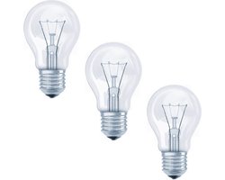3 pak Standaard gloeilamp helder 60W E27 grote fitting Dimbaar 55x96mm