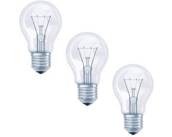 3 pak Standaard gloeilamp helder 60W E27 grote fitting Dimbaar