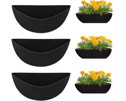 3 Pcs 40cm Half Round Planter Liner - Felt Wall Hanging Basket - Flower Pot Liner - Fiber Replacement Liners - Plant Basket Accessories voor Wall Mounted Planter en Garden Fence Flower