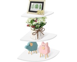 3 Pcs Floating Corner Shelf - Wall Mounted Storage Rack - Bookshelves - White Corner Floating Wall Shelf voor Bedroom - Living Room - Home Furniture - Office Decor