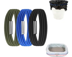 3 Pcs Rubber Trash Bin Tyres - Past voor 13-30 Gallon Kattenbak - Verstelbare Elastische Band - Prullenbak Ties - Prullenbak Houder - Straps voor Thuis - Kantoor - School - Keuken Tafels