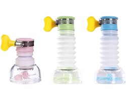 3-Piece Kraan - Splashproof - Waterbesparend - Geschikt voor Opvouwbare Taps in Keuken - Badkamer - Douche (Roze - Groen - Blauw)