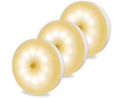 3-Piece LED Light - Magnetic LED Light - nachtlampje - nachtlampje met bewegingssensor - USB Rechargeable LED Light - Under Cabinet Lighting - Wall Light - ABS - White