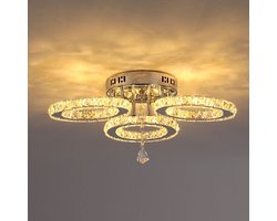 3 Ringen - Kristallen LED Kroonluchters - Verlichting - Chroom - Plafondlamp - RVS - Plafondlampen - Warm wit