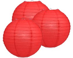 3 rode lampionnen 35 cm