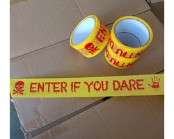 3 rollen bouwtape van 4,8 cm x 25 m. Waterdichte veiligheidswaarschuwing. Rollen bouwwaarschuwingstape. Gevaarlijke zones. Halloween feestdecoraties (Rode schedel, kom binnen als je durft).