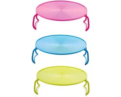 3 ronde dienbladen voor magnetronstomen - rek, bord en rooster van kunststof