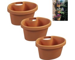 3 Ruime Regenpijp Bloempotten Plantenpotten Terra 27x23x14cm
