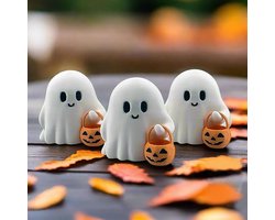 3 schattige pompoen-spookmandjes, griezelige decoraties, leuke tafeldecoraties, decoraties voor buitenfeestjes, Halloween-decoraties voor binnen en op de veranda.