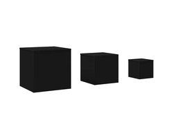 3 st Bijzettafel | Eindtafel | Salontafels bewerkt hout zwart