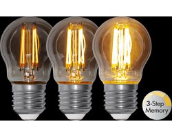 3 standen - Kogellamp - E27 - 2.9W - Super Warm Wit - 2200K - Dimbaar