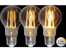 3 standen - Standaard bol - E27 - 3.9W - Super Warm Wit - 2200K - Dimbaar