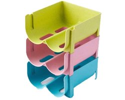 3 stapelbare flessenrekken, flessenrek voor de koelkast, plastic flessenrek, bierrek