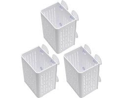 3 stks Aquarium Plantenmand met zuignappen Hars (Wit) Inclusief 3, sterke 4-cup zuigkracht, harsmateriaal, past op glazen wanden, houdt waterplanten veilig vast