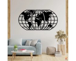 3 stucks wereldkaart modern deco muurdecoratie - Wanddecoratie - Zwart - Houten art - Muurdecoratie - Line art - Wall art - Bohemian - Wandborden - Woonkamer