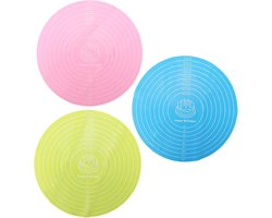 3 Stukken Ronde Siliconen Bakmat - Herbruikbare Antislip Hittebestendige Siliconen Bakmat met Duidelijke Schaal voor Taart Draaitafel - Pizza Deeg en Rolpinnen (Roze, Blauw, Groen)