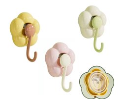 3 stuks - 9,5*6,8*4,5 cm - Zuignaphaak - Universele haken - Zware zuignap muurhangers - voor handdoeken, sleutels, tassen - veelkleurige bloemenhaak - boor- en spijkervrije opberghaken - voor keuken, badkamer, veranda - geel, roze, groen