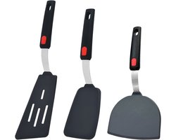 3 stuks - antiaanbakpannen siliconen spatels - geschikt voor antiaanbakpannen - BPA-vrije rubberen spatels - Keukengereedschap - Spatels - voor eieren, pannenkoeken, vis en hamburgers