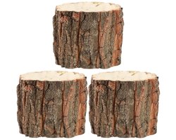 3 Stuks Bloembakken Plantenbakken Van Hout Voor De Tuin Plantenvaas Pot Voor Planten Binnenshuis Vaas Van Houten Schors Cactusplant Bonsai Boomstronk Hout - HOUT — voor dagelijks gebruik