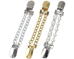 3 Stuks - Broche Clip - Vestklem - Vestsluiting - Vestclip Dames - Vestsluiting Dames - Vestspeld - Vestclip - Clip Met Haakje - Broche - Blouse - Gebreide Jas - Jurken - Jas - Antislip Vaste Gesp - 3 Stijlen