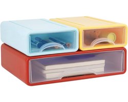 3 stuks bureau-organizer laden, stapelbare bureau-opbergdoos met 3 laden, organizer voor kantoor, bureau, accessoires voor thuis, school, papier (veelkleurig)