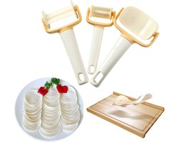 3 stuks - Deegroller mes - Cookie Rolling Cutter - Bakgereedschap - koekjes uitsteker- Deeg Cookie Roller Cutter voor DIY Bakken Tool - Wit