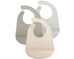 3 stuks dunne siliconen slabbetjes voor kinderen - Verstelbare nek, voedselopvang, wasbaar