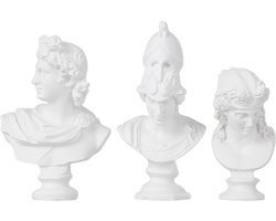 3 Stuks Griekse Hoofd Standbeeld Klassieke Figuur Portret Buste Beeldjes Gips Sculptuur Athena Hars Apollo Beeldje Ornamenten Schets Praktijk God Buste
