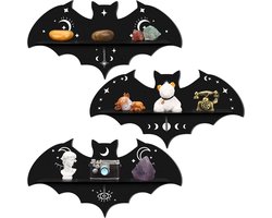 3 stuks - Halloween woondecoratie - Gotische decoratie - Met haak - Muurbevestiging in de vorm van een vleermuis - Halloween Decoratie - Kleine ornamenten kunnen worden tentoongesteld - Zwart