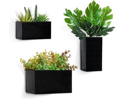 3 stuks hangende bloempotten, metalen bloempot voor aan de muur, hanglamp, wandvazen ​​voor bloemen, planten, wanddecoratie, tuindecoratie