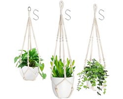 3 stuks hanging planters, cotton rope macrame plant hanger with hanging hooks, wall hanging flower pot holder for patio, deck, ceiling, plant holder