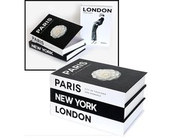 3 Stuks Harde Decoratie Boeken - Open - Verstopplek - Harde Kaft - Londen - New York - Parijs - Nep Boeken - Salontafel - Modern - Mode Decoratieve - Boek - Woonkamer