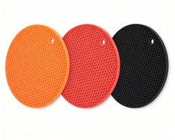 3 stuks - Hittebestendige siliconenmatten — Multifunctionele, hittebestendige antislipmatten voor pannen - rood, zwart, oranje - 17.5*0.3cm