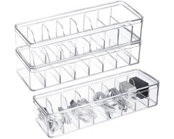 3 stuks - Kabelopbergdoos - Kabelorganizer - Transparante kabelbeheerdoos - Oplader kunststof opbergdoos - Met deksel - Transparante kleur - 26*10*6 cm - Geschikt voor thuis kabeloplader elektronische accessoires opslag