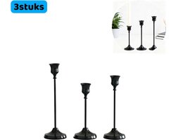 3 stuks - Kandelaars - Eigentijdse stijl - Voor tafeldecoraties - Romantische diners, bruiloften en feesten - Kerstdecoraties - Zwart