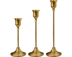 3 stuks Kandelaars - Kegelvormige kandelaars set - Metalen kandelaars - Kaarsenstandaards - Vintage metalen kandelaars - Decoratieve kandelaars - Geschikt voor tafeldecoratie, Halloween, bruiloften en woondecoratie - Koper