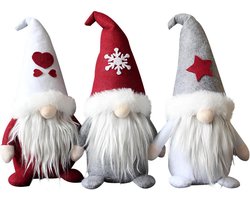 3 Stuks Kerstkabouters Faceless Kerstpop Handgemaakte Kerstman Decoratie voor Haard en Feest